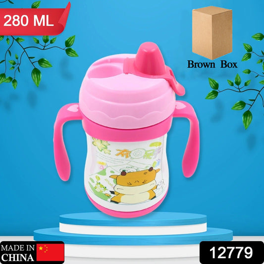 Vacuum Stainless Steel Water Bottle With Carry Handle & Straw Fridge Water Bottle Double Wall, Leak Proof, Rust Proof, Cold & Hot | Leak Proof | Office Bottle | Gym | Home | Kitchen | Hiking | Trekking | Travel Bottle, Tumbler (280 ML)