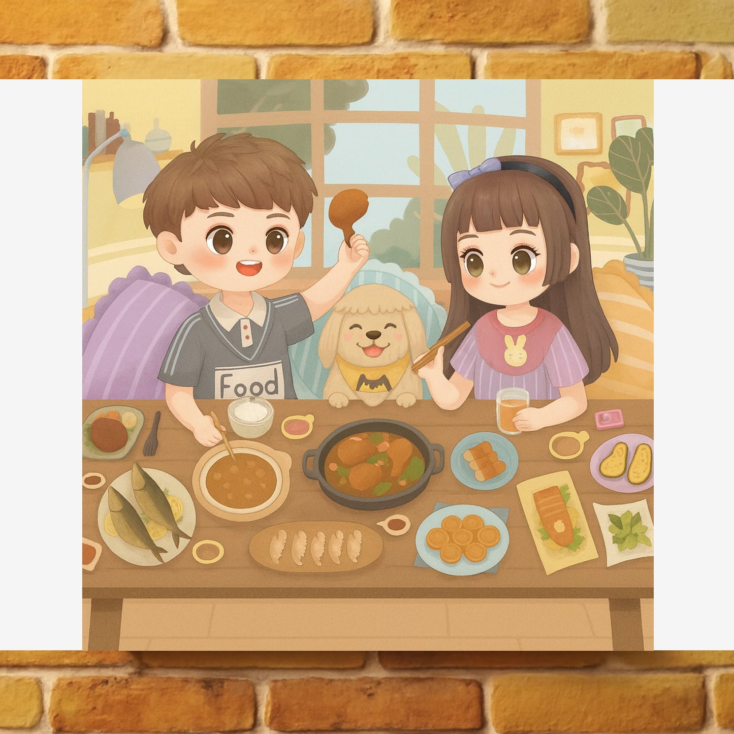 Cartoon-Themed Food Table Wall Poster 90x30 cm (1 Pc)