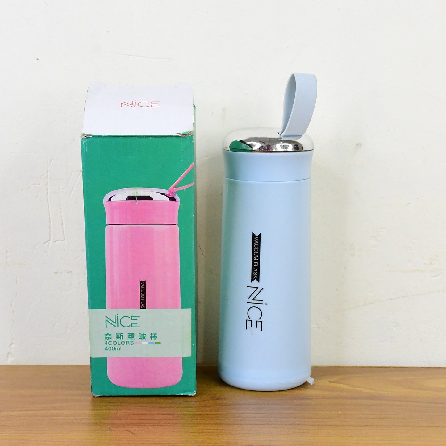 Water bottle 400ml leak proof, glass water bottle with (1 pc / Light Blue Color)