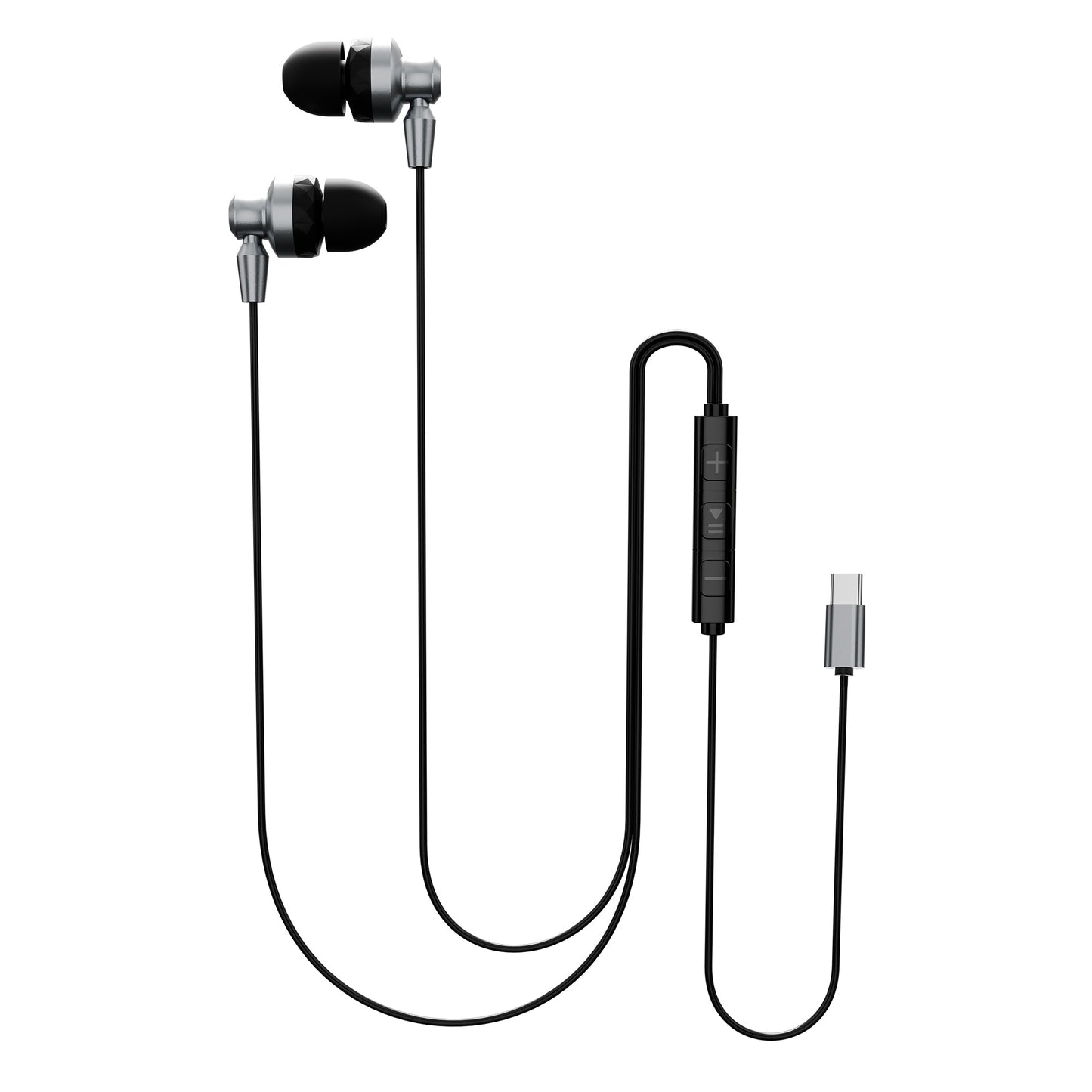 MoBass+ Noise Isolation Hands free Metal Earphones with Mic UM1209GRY-TC
