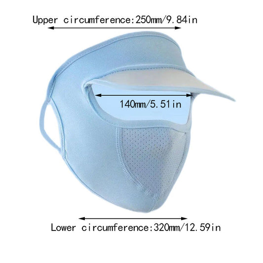 Sunscreen Mask With Brim Ice Silk Face Cover UV Protection Visor