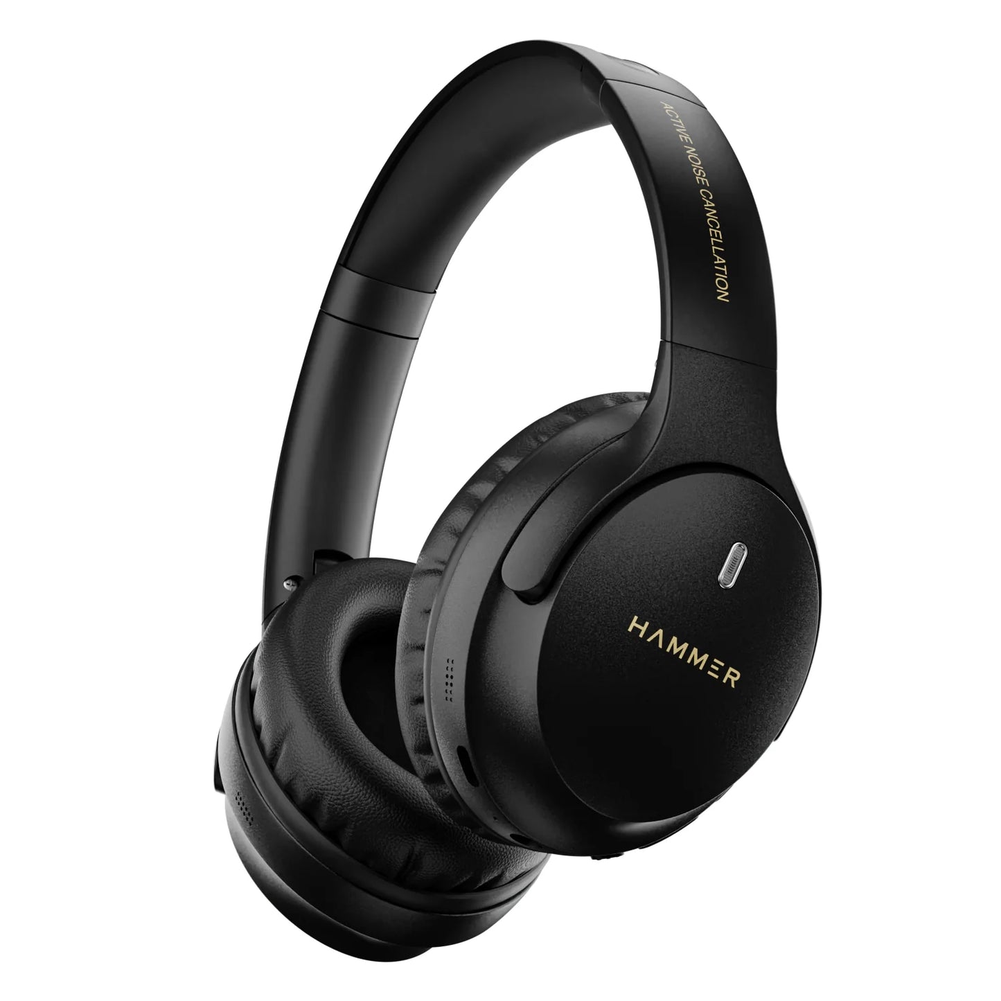 Hammer Bash Vivid ANC Wireless Bluetooth Over-Ear Headphones with 23 dB 70h Playtime, Type-C Fast Charging, Comfort Fit, Foldable Black