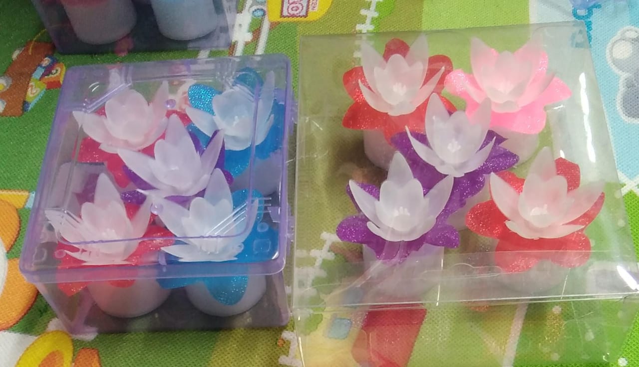 Decoration Candles/Led Diwali Decor Lotus Flower Candle, Diwali (5 Pc)