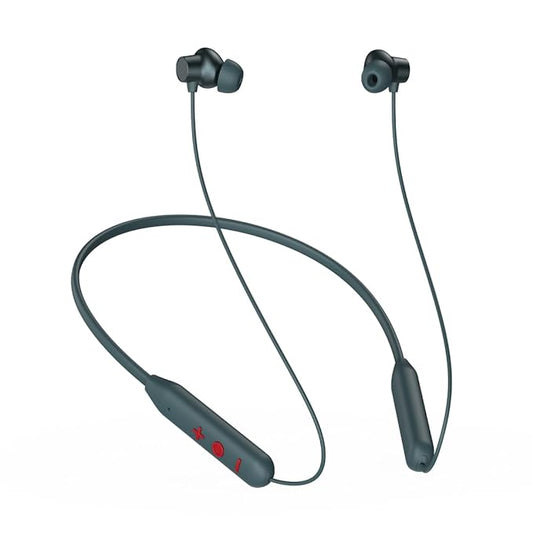 pTron  Tangent Eon In-Ear Neckband with Mic, 14Hrs Playtime, SafeBeats Design Ear Health & Comfort, Bluetooth 5.3, Dual Device Pairing & Type-C Fast Charging & IPX (Grey)