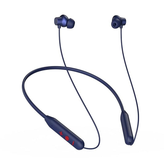 pTron  Tangent Eon In-Ear Neckband with Mic, 14Hrs Playtime, SafeBeats Design Ear Health & Comfort, Bluetooth 5.3, Dual Device Pairing & Type-C Fast Charging & IPX (Dark Blue)