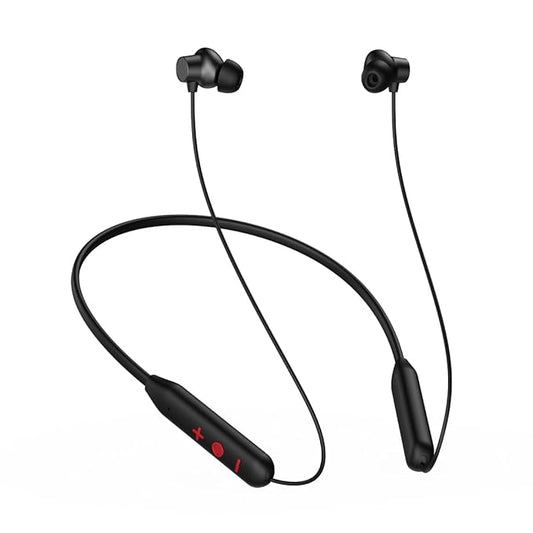 pTron  Tangent Eon In-Ear Neckband with Mic, 14Hrs Playtime, SafeBeats Design Ear Health & Comfort, Bluetooth 5.3, Dual Device Pairing & Type-C Fast Charging & IPX5 (Black)