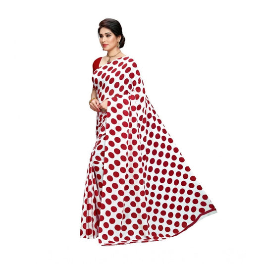 Generic Women's Georgette Printed Saree With Unstitched Blouse 5.5Mtr (W.Red)