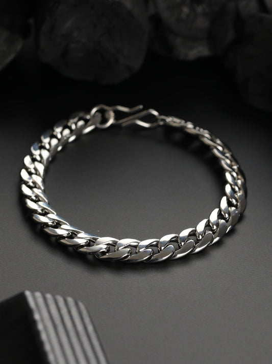 Bold by Priyaasi Curb Chain Silver-Plated Link Bracelet for Men