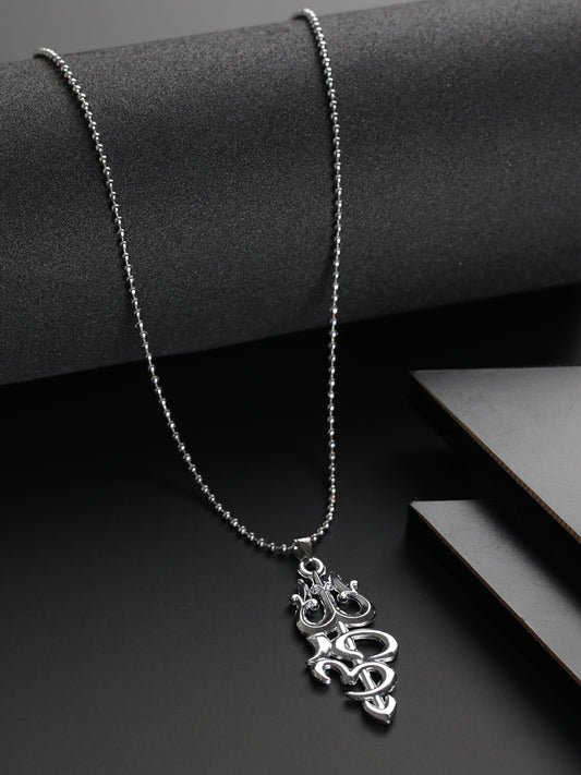 Bold by Priyaasi OM Trishul Silver-Plated Necklace for Men