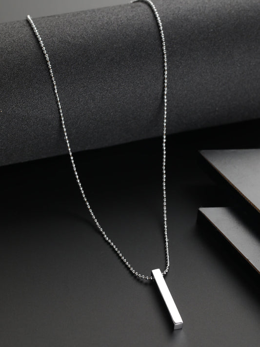 Bold by Priyaasi Cuboid Drop Silver-Plated Necklace for Men