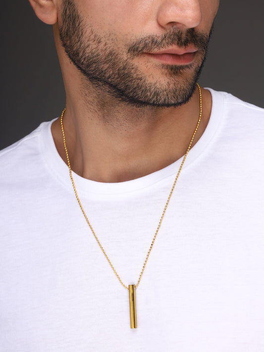 Bold By Priyaasi Men's Gold-Plated Chain with Striking Pendant
