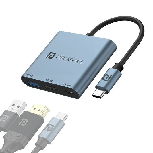 Portronics C-Konnect Plus Type-C to HDMI Adapter (3-in-1)
