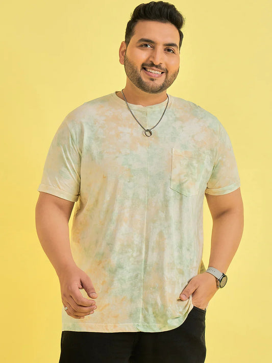 Men Plus Size Cognate Multicolor Printed Round Neck Tshirt