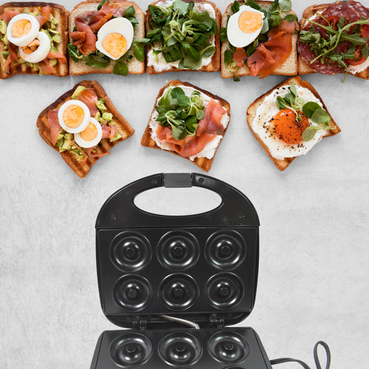 Donut Maker Machine 750w Electric Donut Maker 6pcs Circle Shaped Cavity (1 Pc With 2 Pin Plug Converter 1 Pc )