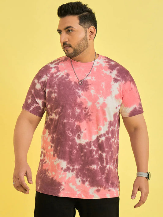 Men Plus Size Emberglow Multicolor Printed Round Neck Tshirt
