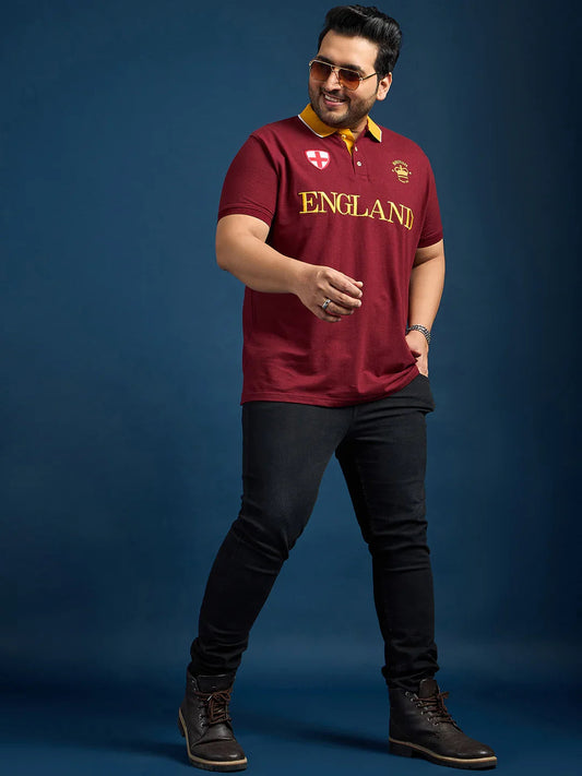 Men Plus Size England Printed Polo Tshirt