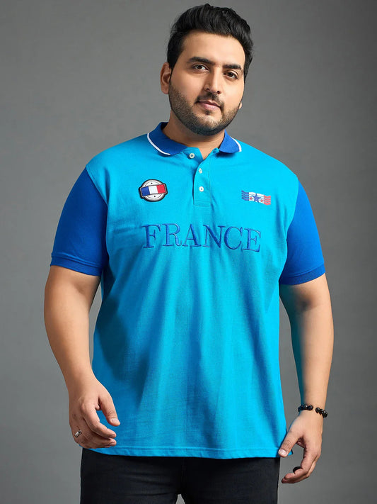 Men Plus Size France-Sky Printed Polo Tshirt