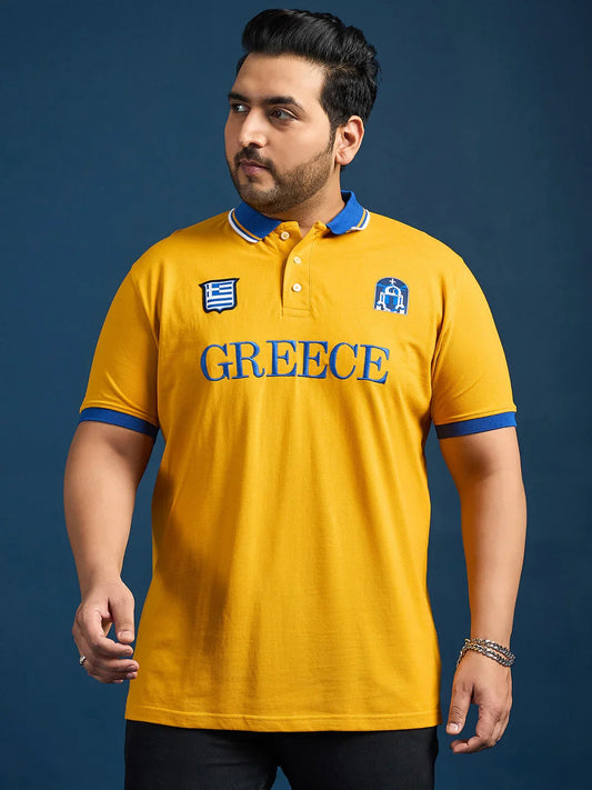 Men Plus Size Greece Printed Polo Tshirt
