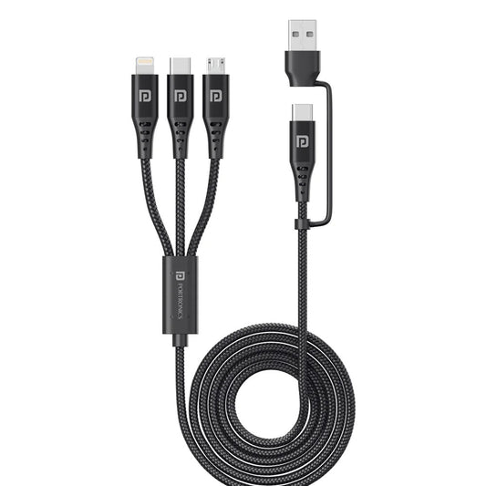 Portronics Konnect J9 3-in-1 Type C + 8Pin + Micro USB Cable