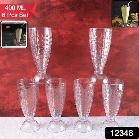 Supermom Transparent Plastic Milkshake Glass Set (400ml 6 Pc)