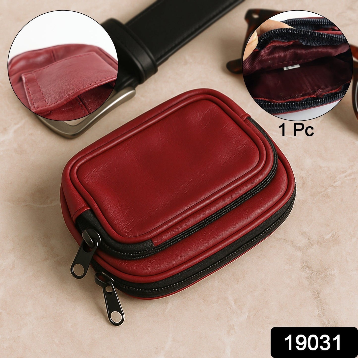 Leather Zippered Card Holder