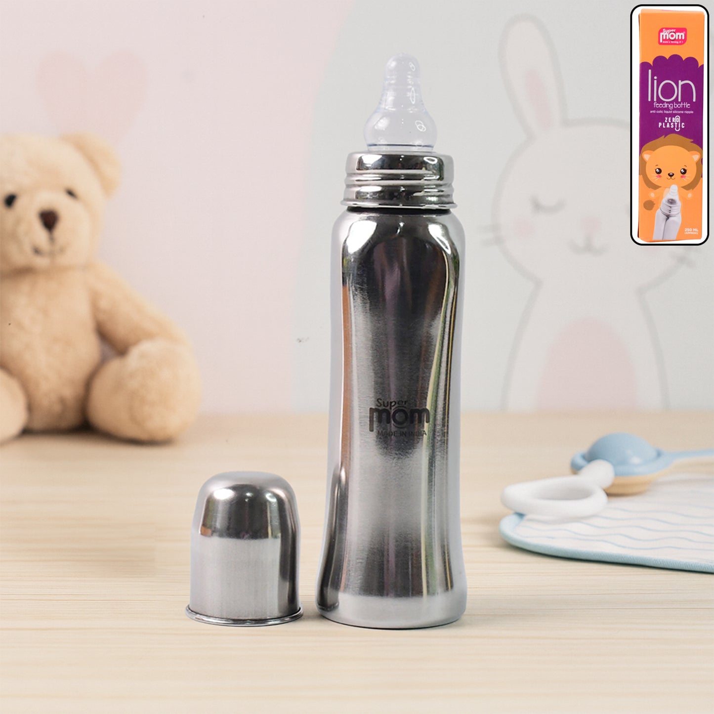 Supermom Lion Stainless Steel Feeding Bottle 250ml