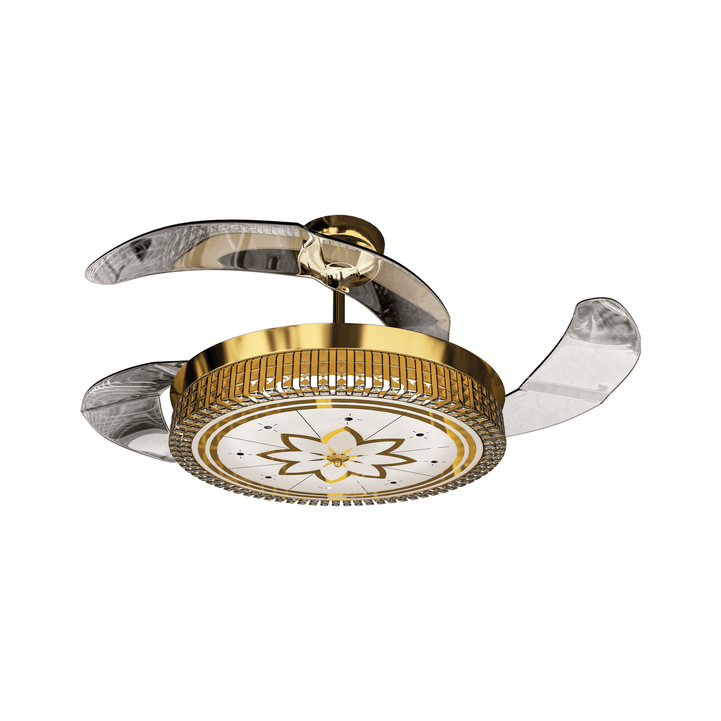 Eleganza Luxury Chandelier Ceiling Fan with Retractable Blades,