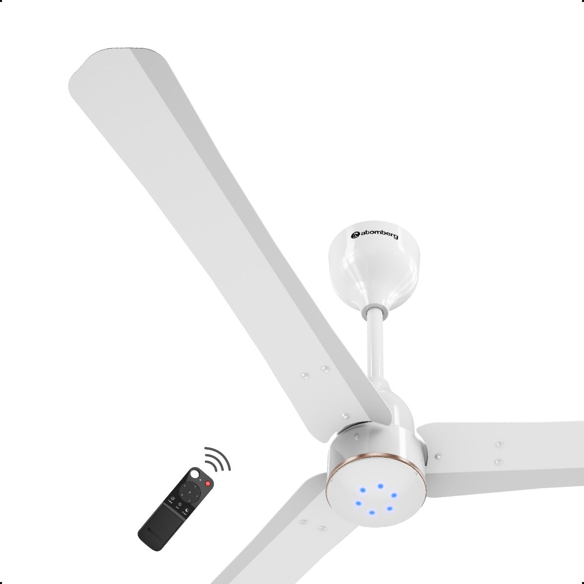 Atomberg Renesa Halo 1200 mm BLDC Ceiling Fan with Remote Control & LED Indicators | White and Champagne Gold