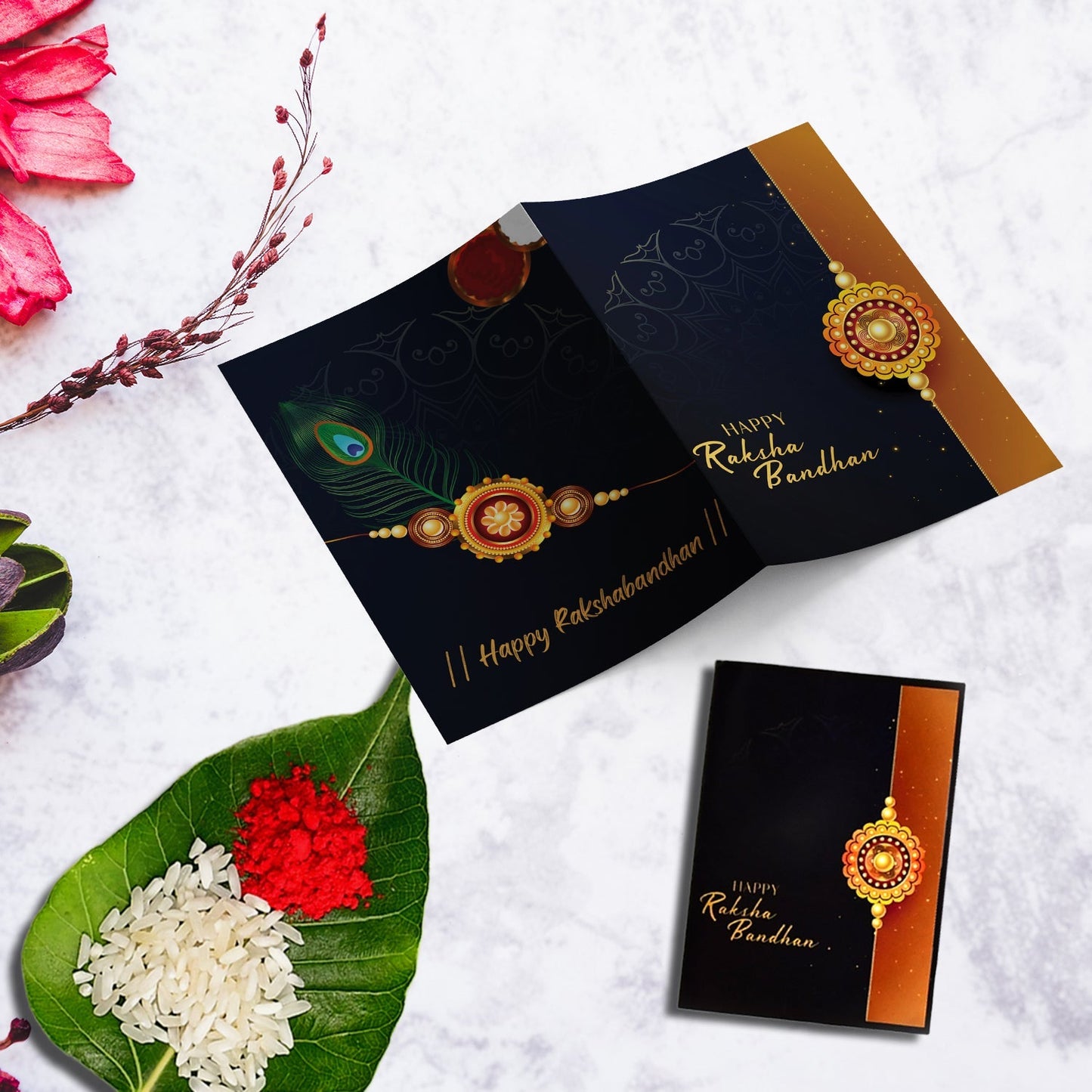 Single Designer Krishna Rakhi For Brother Includes Silver Coin Roli Chawal Greeting Card