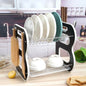 DISH DRAINER TWO LAYER DISH DRYING RACK WITH DRAIN BOARD