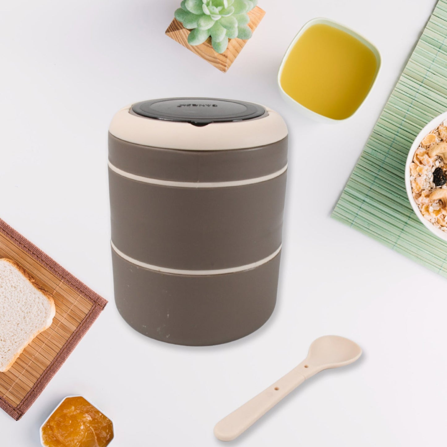 Ganesh Smart Stack 2-Layer Stainless Steel Leak-Proof Lunch Box for Office, School, Picnic