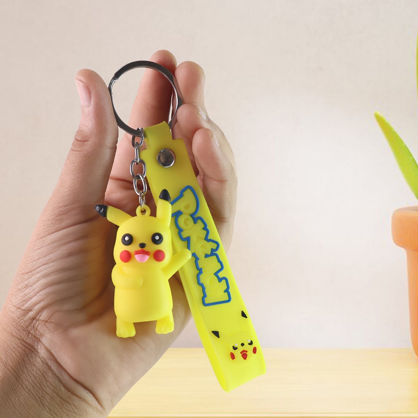 Cute Cartoon Silicone 3D Key Chain with Metal Hook & Strap (Pack of 1)