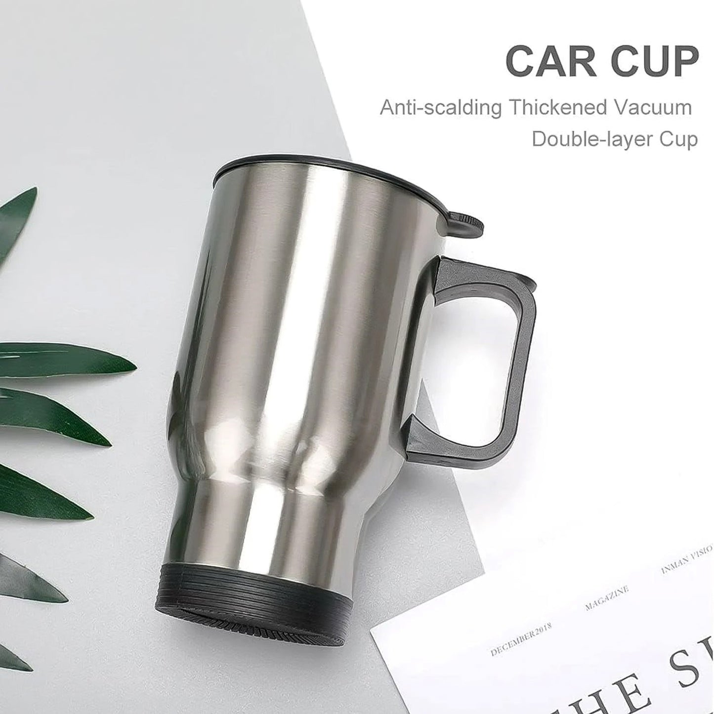 Stainless Steel Vacuum Glass Insulated Glass Coffee Cups, Tumbler (With Lid & Handle / 1 pc)