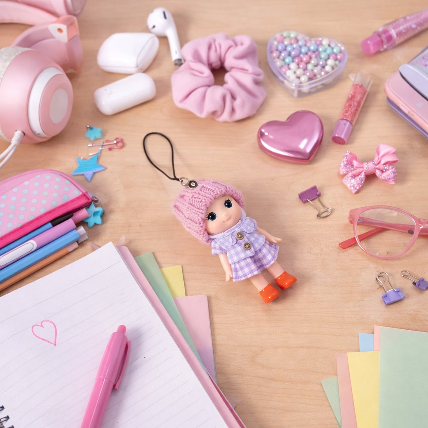 Cartoon doll bag charm set