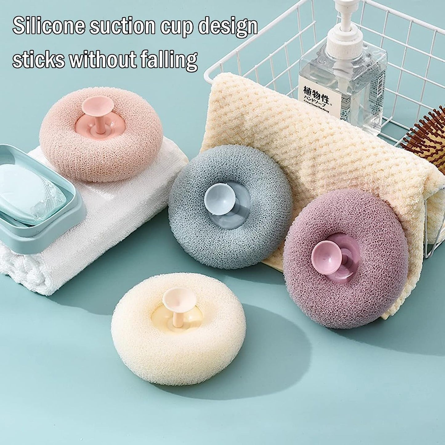 Flower Bath Sponge - Super Soft Body Exfoliator with Suction Cup for Shower & Massage