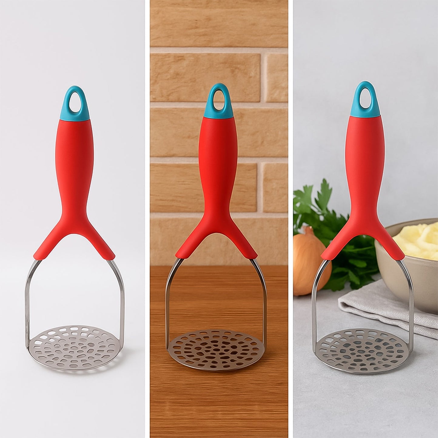 Supermom Kitchen Food Masher | Heavy Duty Masher for Fruits, Veggies & Potatoes | Soft Grip Handle (1 Pc)