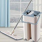 Scratch cleaning mop with self-cleaning and drying features, hands-free flat mop