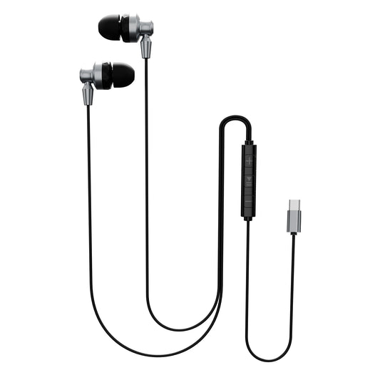 MoBass+  Noise Isolation Hands free Metal Earphones with Mic UM1209GRY-TC