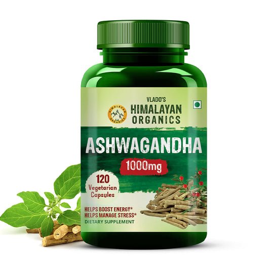 Vlado's Himalayan Organics Ashwagandha 1000Mg | Boost Energy, Strength, Stamina | Helps Anxiety & Stress Relief For Men & Women (120 Capsules)