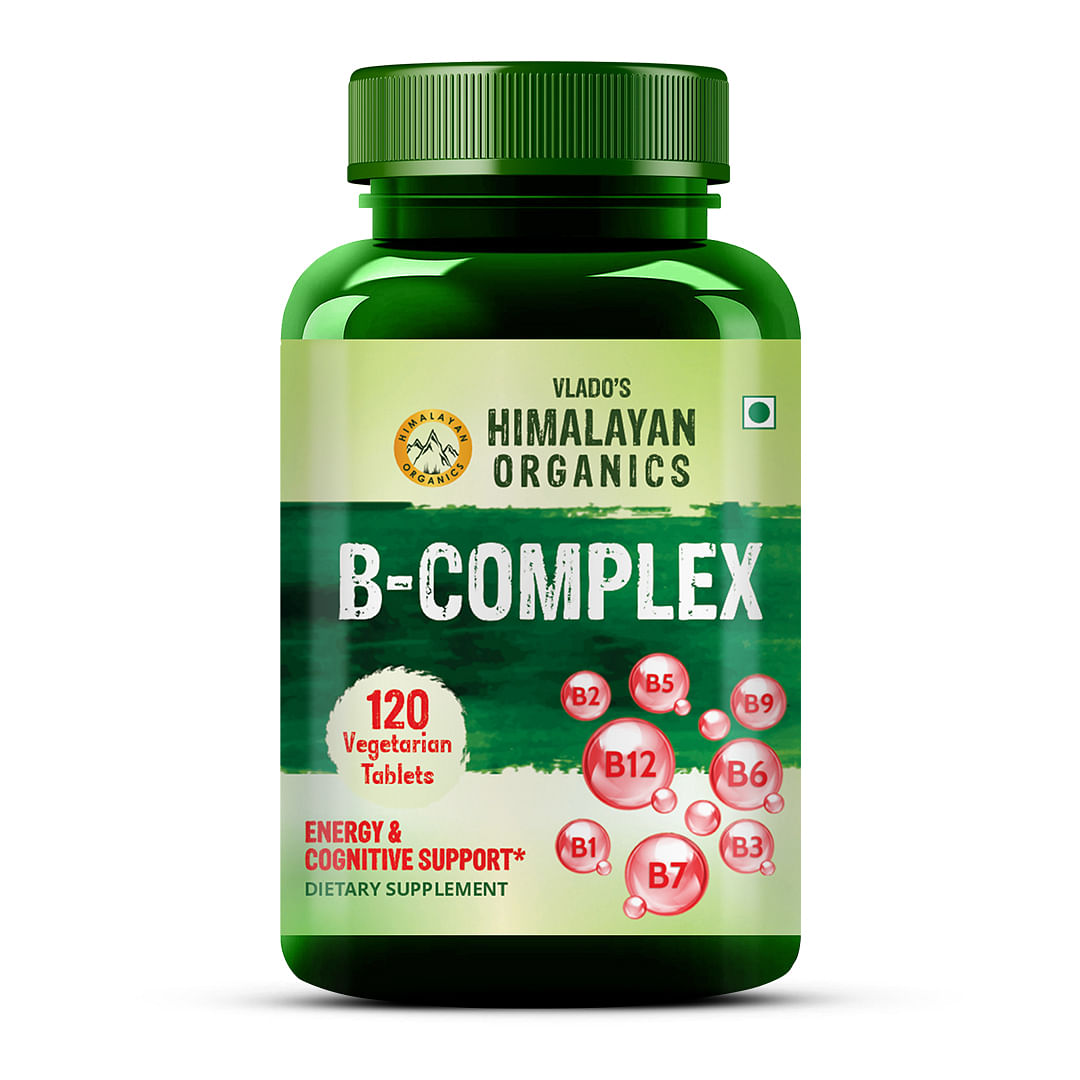 Vlado's Himalayan Organics Vitamin B Complex with 100% RDA B1, B2, B3, B5, B6, B7, B9 & B12 | Hair Growth, Energy & Immunity | Youthful Skin - 120 Veg Tablets