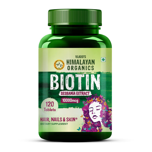 Vlado's Himalayan Organics Biotin 10,000Mcg for Hair Growth- 120 tablets