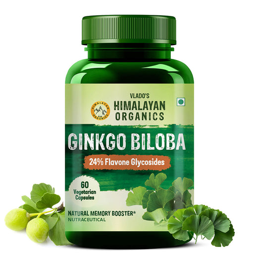 Vlado's Himalayan Organics Ginkgo Biloba for Healthy Brain Functions | 500Mg | 60 Veg Capsules