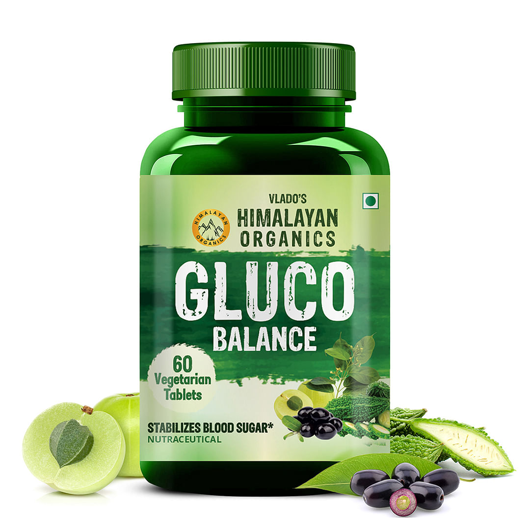Vlado's Himalayan Organics Plant Based Gluco Balance Insulin Resistance, Diabetes Control | Jamun, Bittermelon, Amla, Gudmar, Chirayta Extracts | 60 Veg Tablets