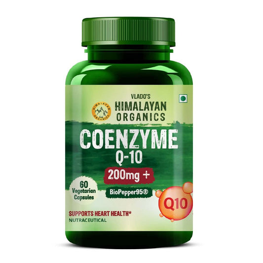 Vlado's Himalayan Organics COENZYME Q-10 200mg With BioPepper - 5mg Supplement | High Absorption I Antioxidant Support Healthy Heart Boost Energy And Metabolism High Strength For Men And Women - 60 Veg Capsules