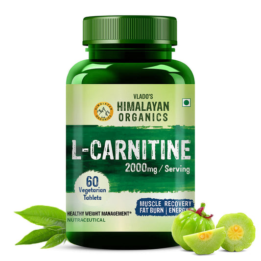Vlado's Himalayan Organics L-Carnitine 2000 Mg | Healthy Weight Management | Supports Muscle Recovery, Boost Energy, Endurance, And Fat Burn - 60 Vegetarian Tablets