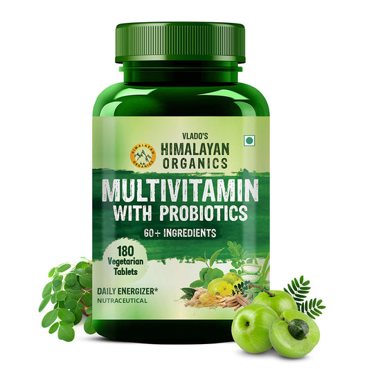 Vlado's Himalayan Organics Multivitamin for men & women with 45 ingredients - 180 Tablets - with probiotics - Immunity, Energy, Metabolism, and Muscle Function