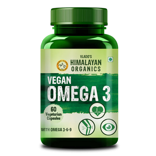 Vlado's Himalayan Organics Omega 3 6 9 Vegan Natural Nutrition Supplement for Muscle, Bone , Heart & Skin - 60 Capsules