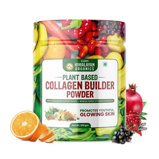 Vlado's Himalayan Organics Plant Based Collagen Builder Powder for Skin Regeneration, Anti-Aging Beauty & Repair (with Sea Buckthorn,Evening Primrose, Acai Berry) – 250gm