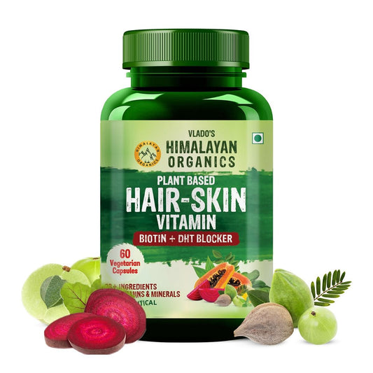 Vlado's Himalayan Organics Plant based Hair Vitamin (With Biotin and DHT Blocker) - 60 Veg Capsules