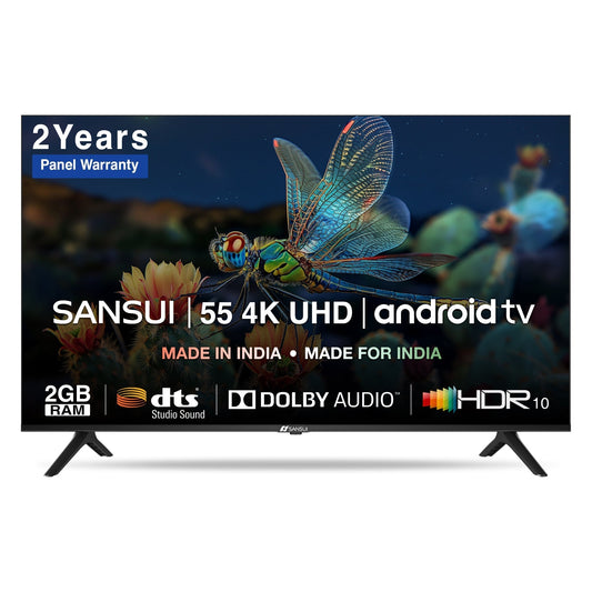 Sansui 140 cm (55 inches) Ultra HD (4K) Android TV With Wide Viewing angle, Dolby Audio & Surround Sound